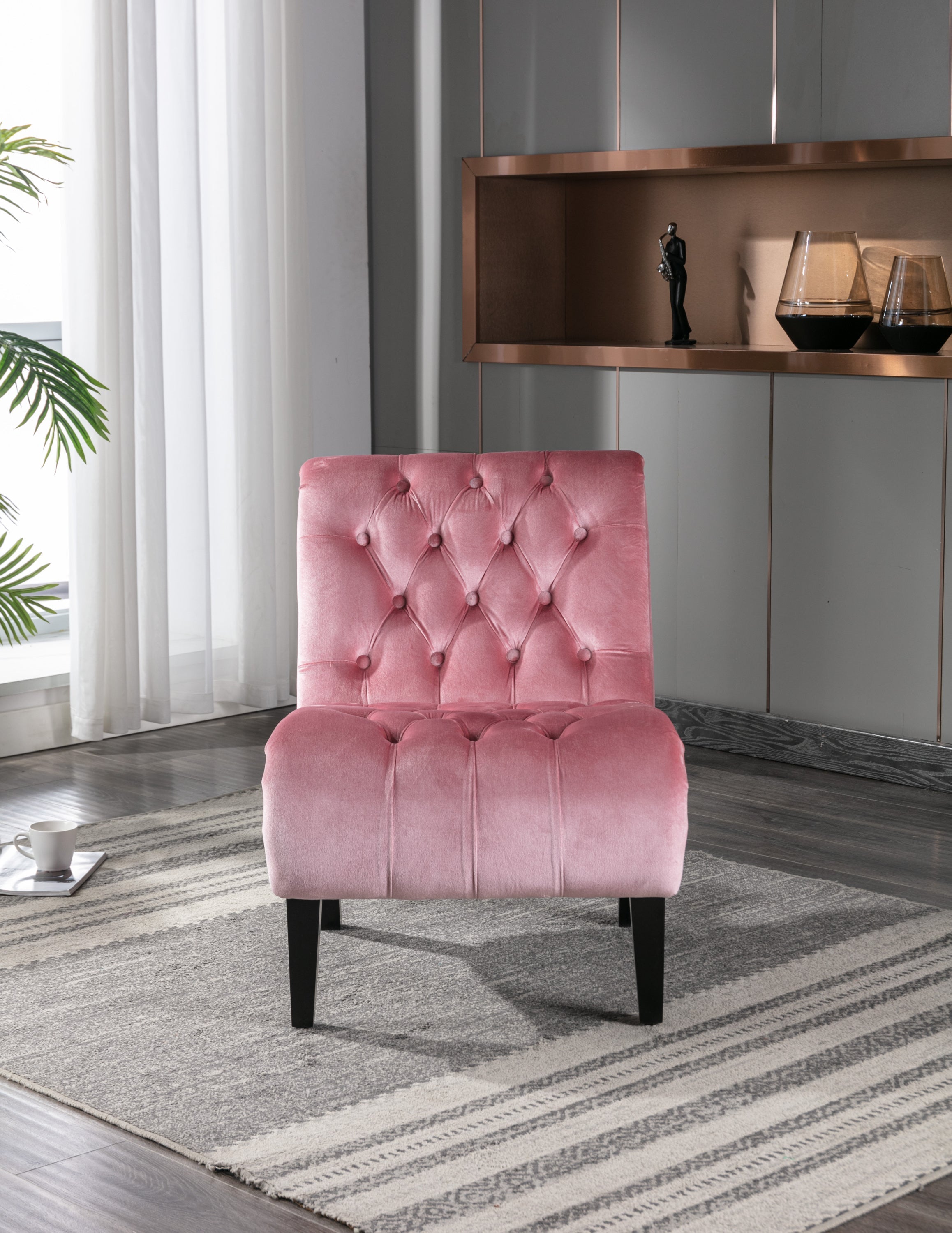 Chair, Modern Velvet Armless Accent Living Room Chair / Leisure