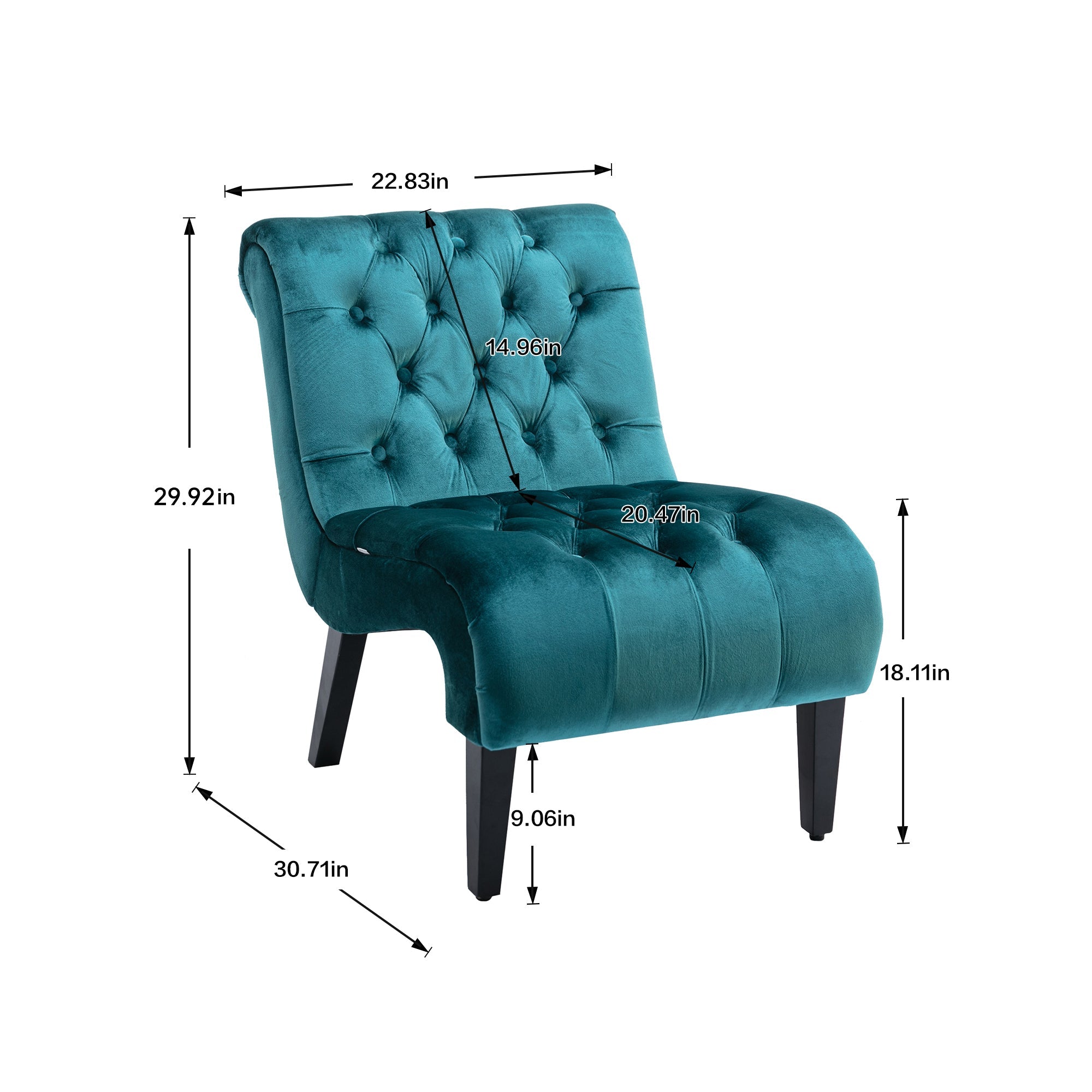 Chair, Modern Velvet Armless Accent Living Room Chair / Leisure