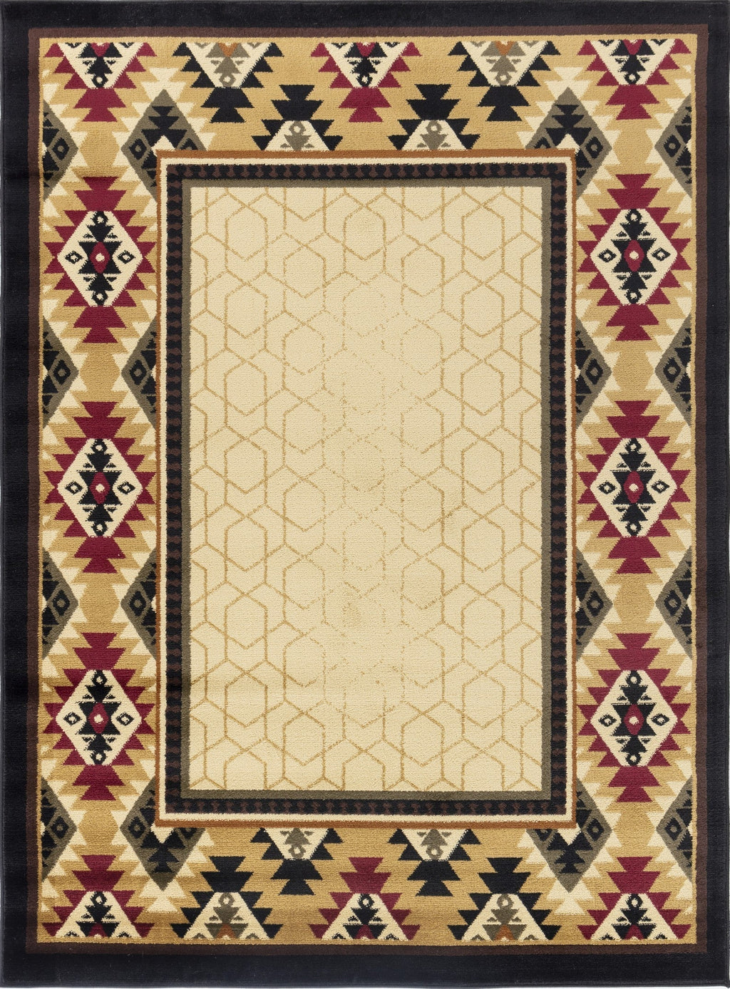 Rug, Tribes GC_YLS4007 Cream 5 ft. 3 in. x 7 ft. 3 in. Southwest Area Rug