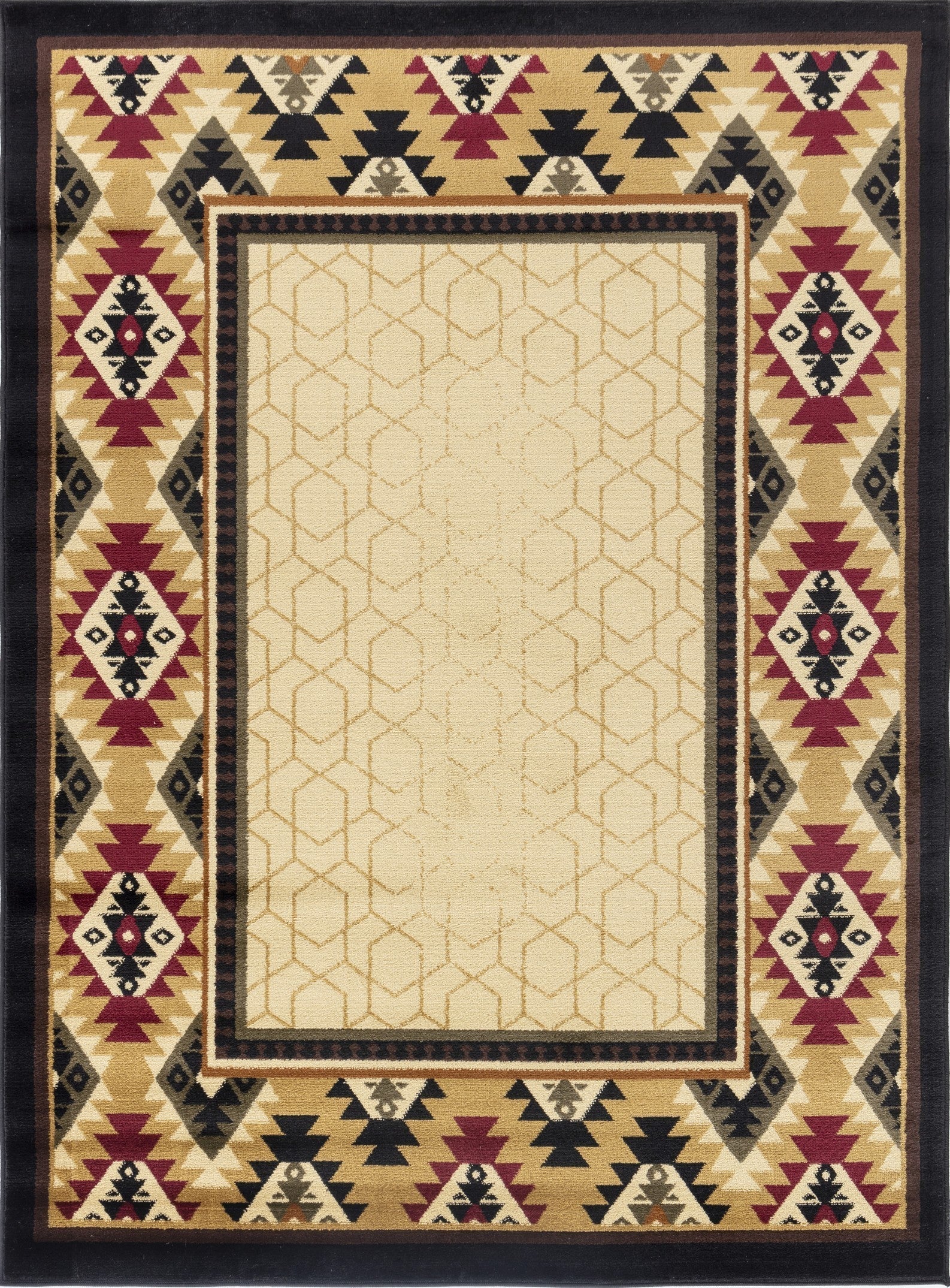 Rug, Tribes GC_YLS4007 Cream 5 ft. 3 in. x 7 ft. 3 in. Southwest Area Rug