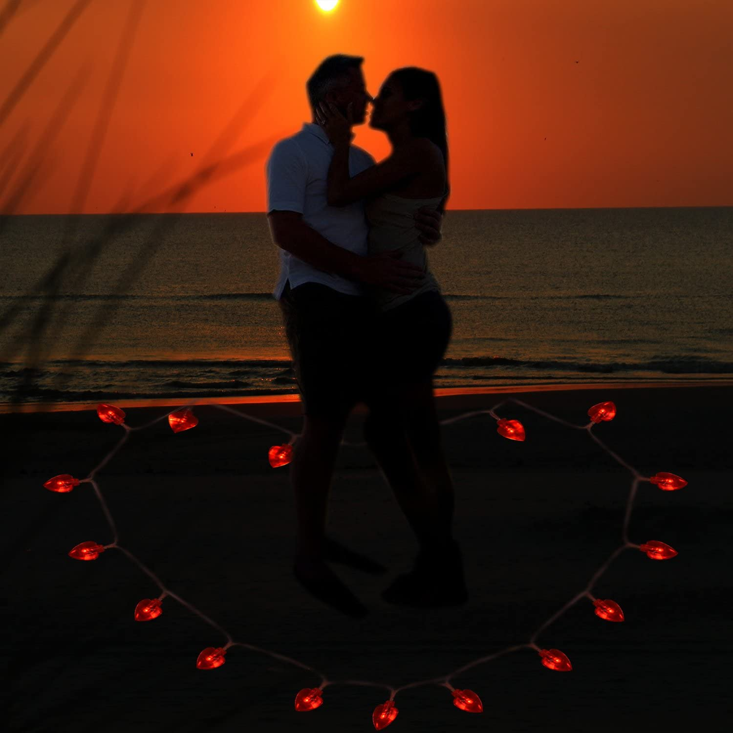 String Lights, Valentine's Day Heart Shape String Lights 40 LED Lights