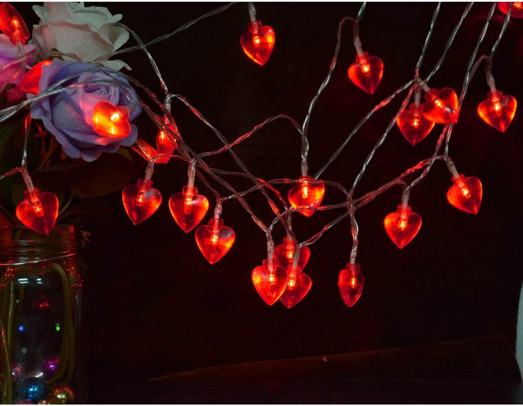 String Lights, Valentine's Day Heart Shape String Lights 40 LED Lights