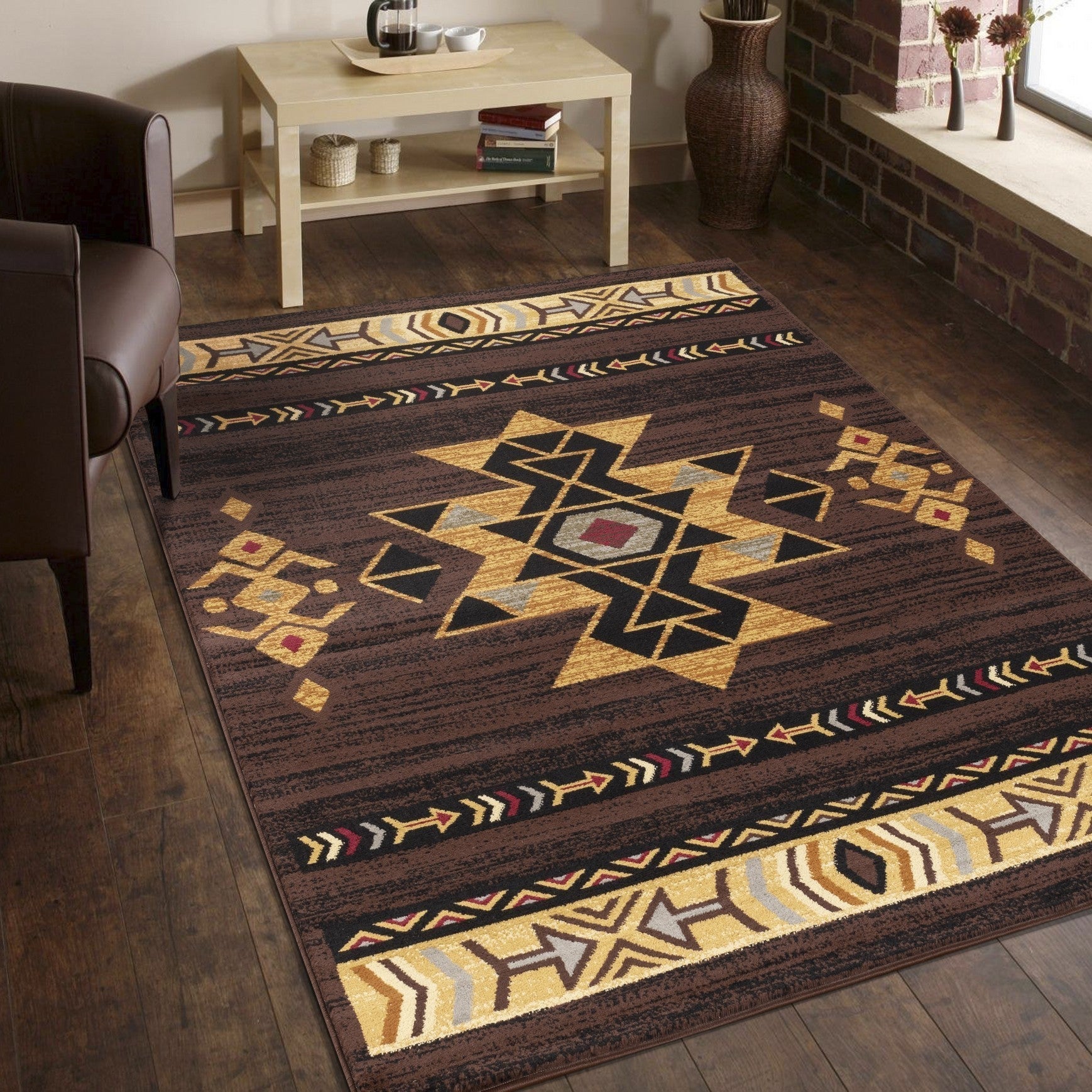 Rug, Tribes GC_YLS4005 Brown 5 ft. 3 in. x 7 ft. 3 in. Southwest Area Rug