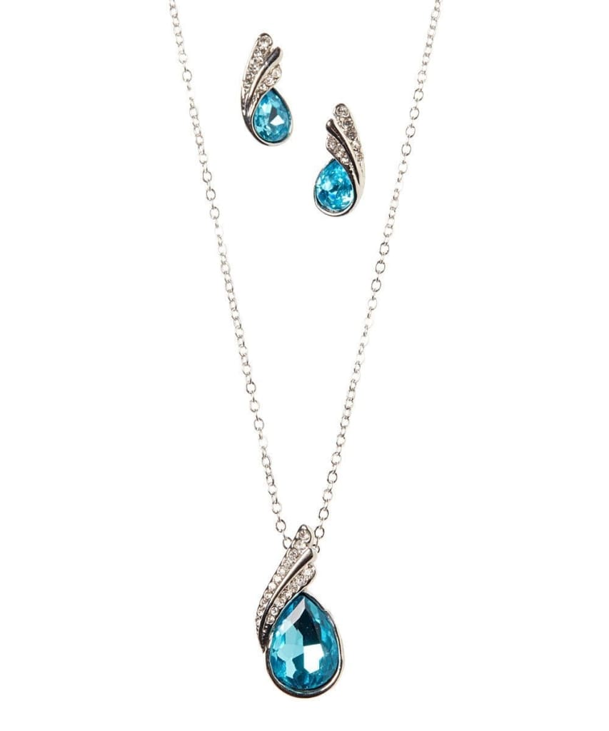 Necklace/Earrings Sea Blue Crystal Set