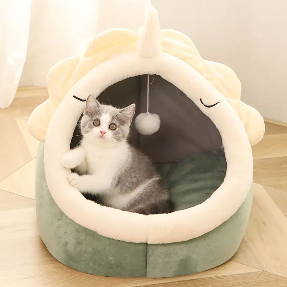 Cat House/Bed, Adorable Dinosaur Pet House with Toy
