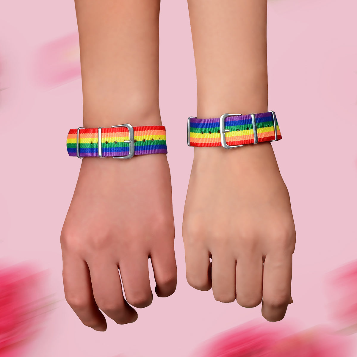 Bracelets, 2pcs Valentine's Gift Rainbow Belt Bracelets Matching Couple Best