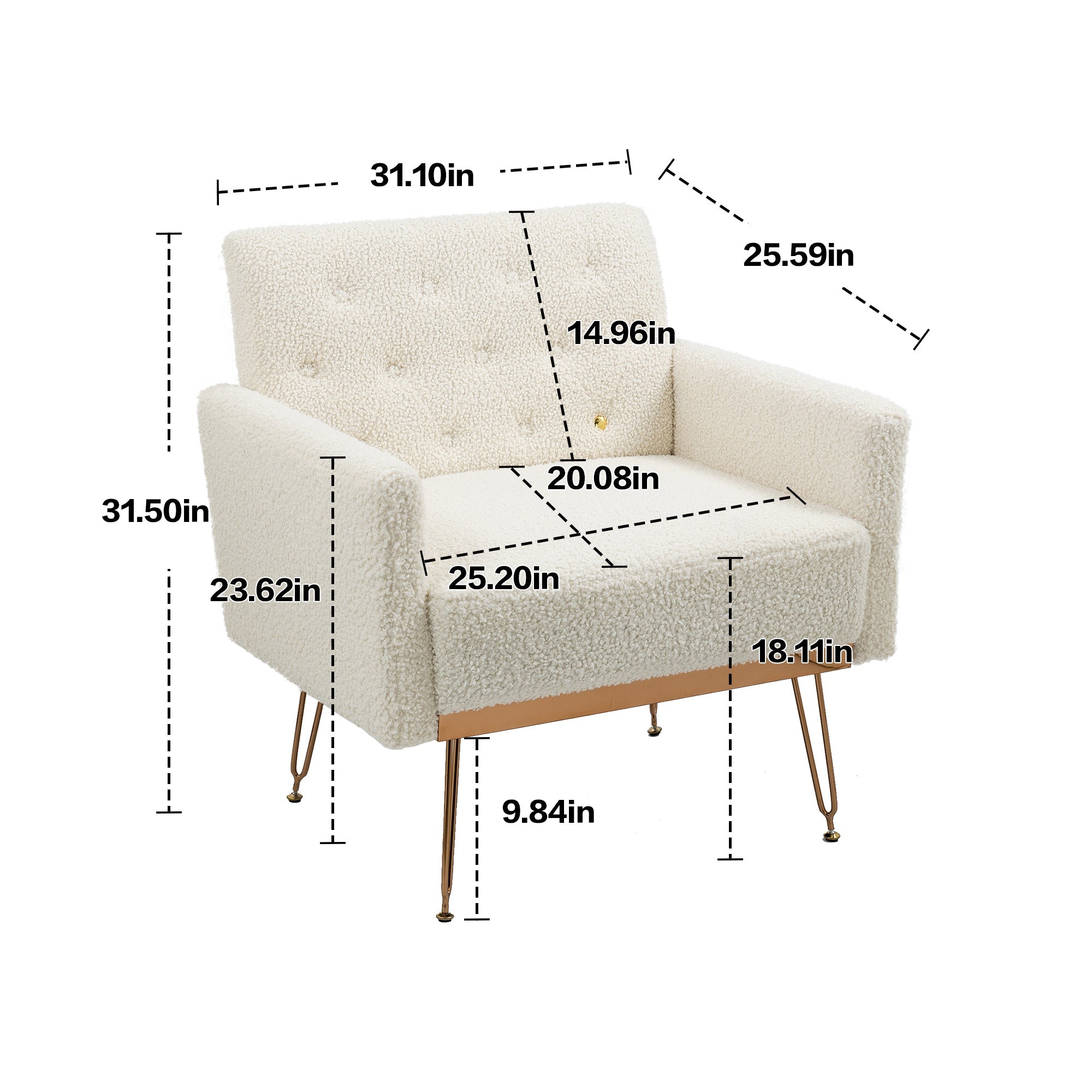 Chair, Armchair Single Sofa Modern Tufted Upholstered Side Reading Chairs