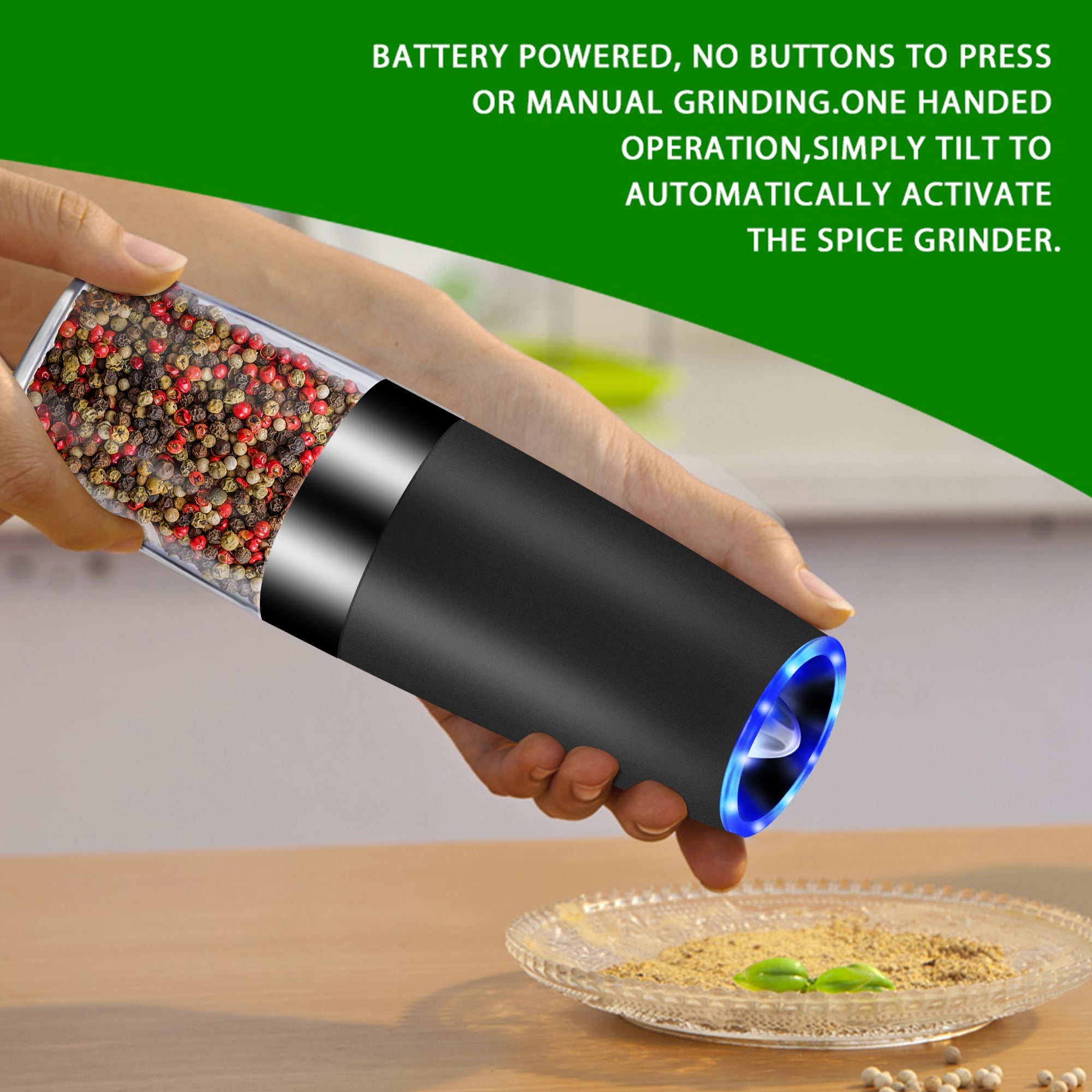 Grinder, Electric Gravity Sensor Automatic Pepper Grinder Kitchen Tools