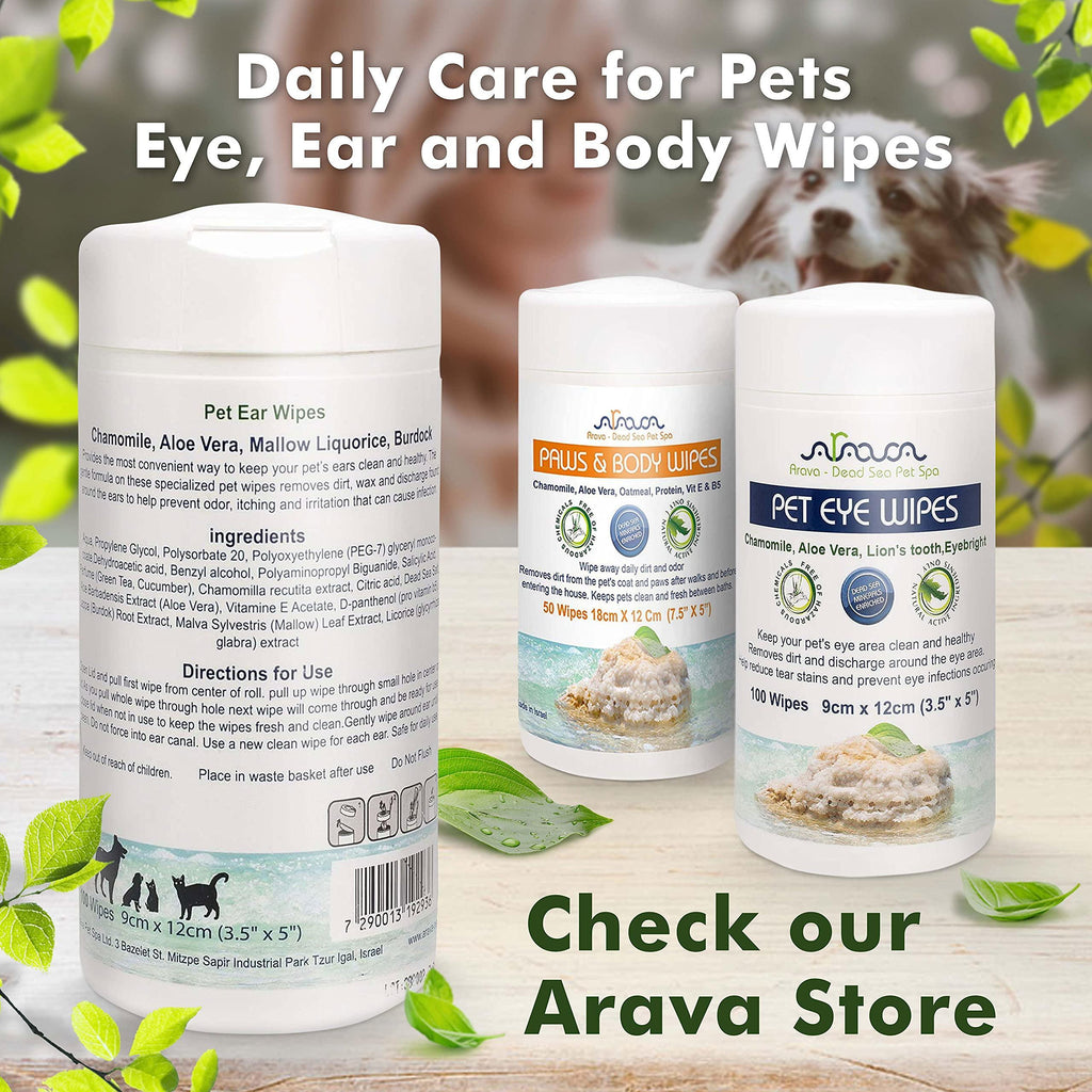 Dogs/Cats, Ear Cleaner Wipes by Arava   for Dogs Cats Puppies & Kittens   100