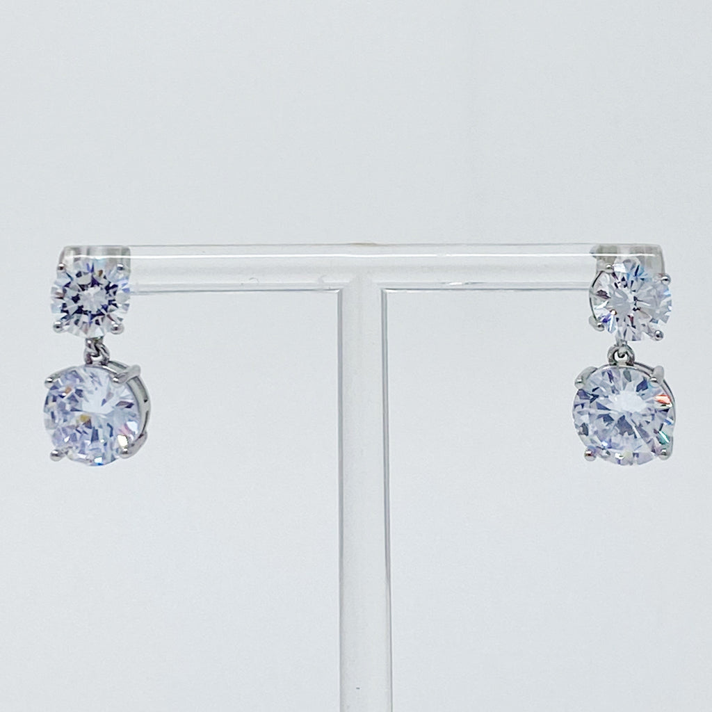 Earrings, Double Diamond Dangle Earrings