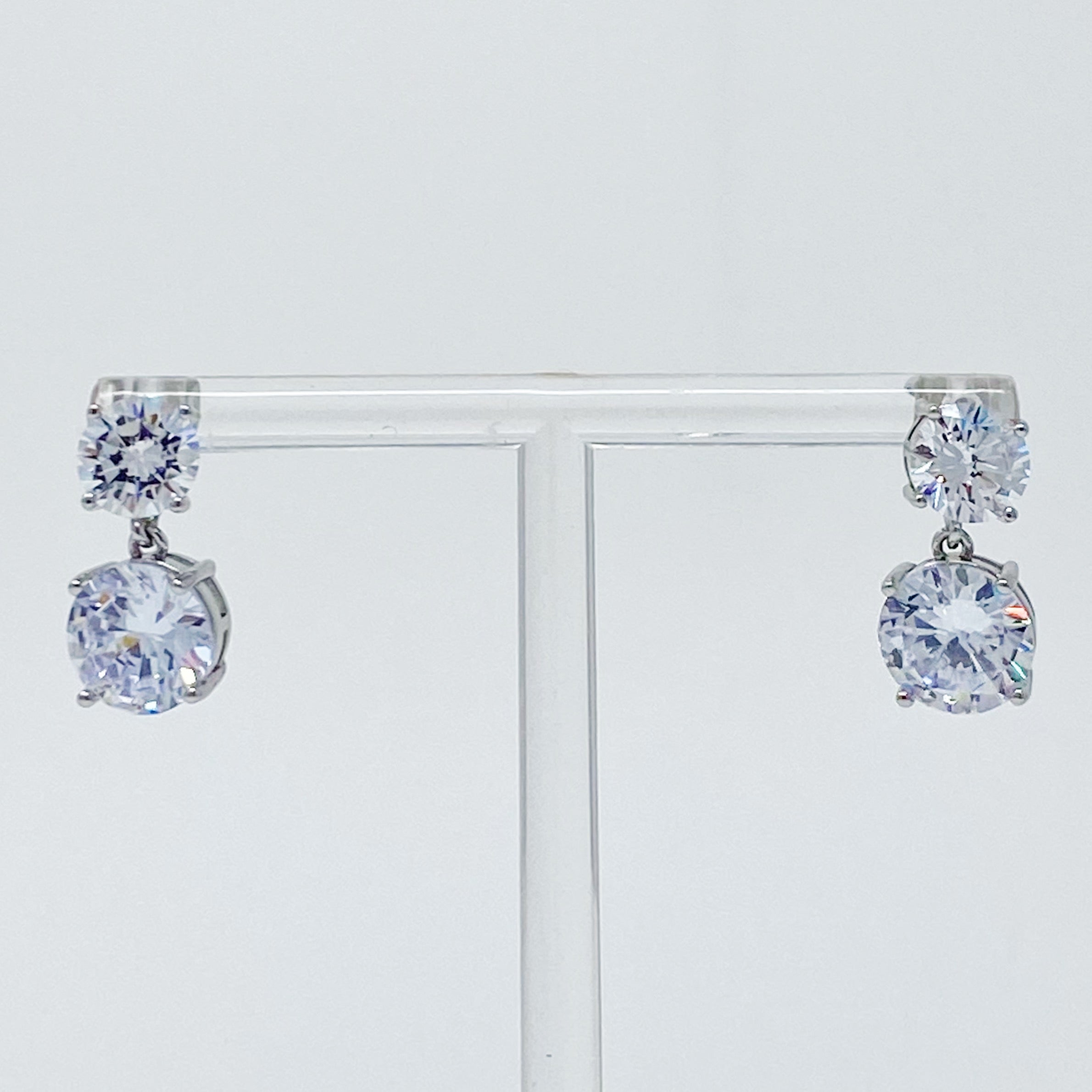 Earrings, Double Diamond Dangle Earrings