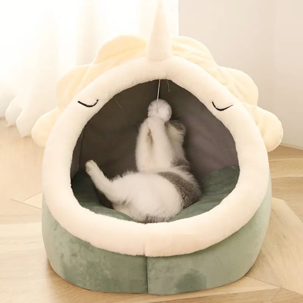 Cat House/Bed, Adorable Dinosaur Pet House with Toy