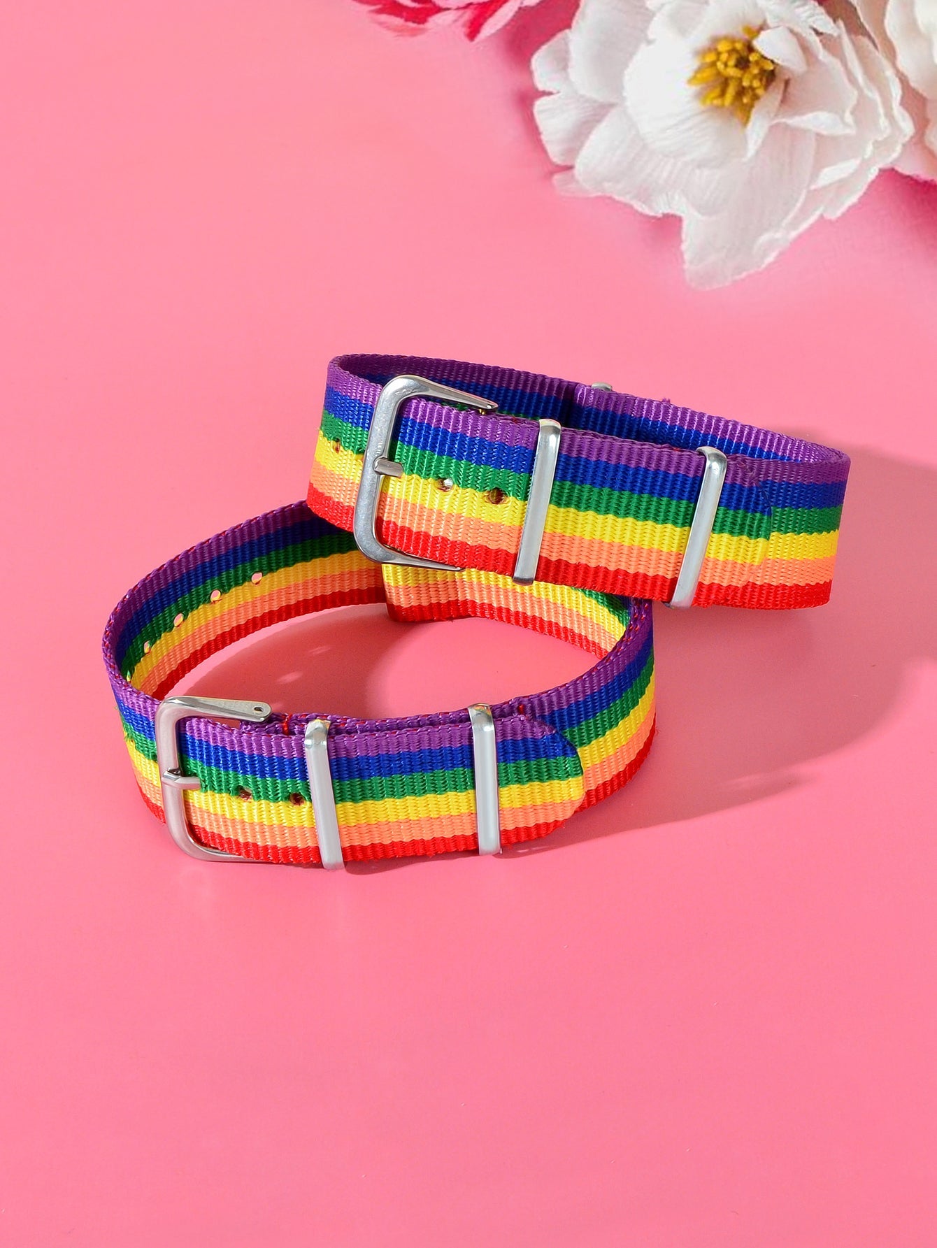 Bracelets, 2pcs Valentine's Gift Rainbow Belt Bracelets Matching Couple Best