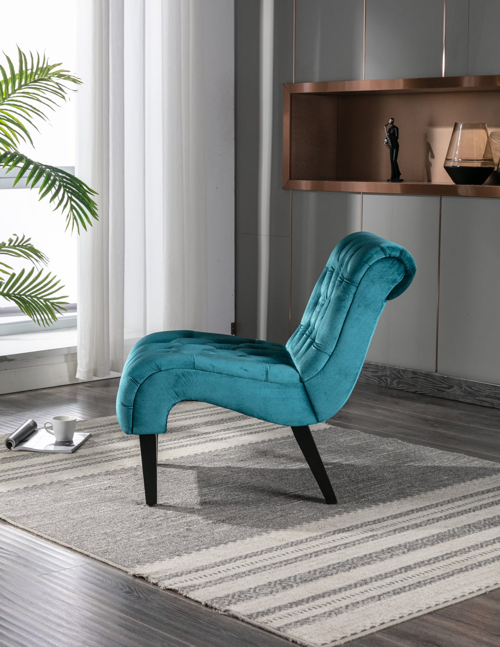 Chair, Modern Velvet Armless Accent Living Room Chair / Leisure