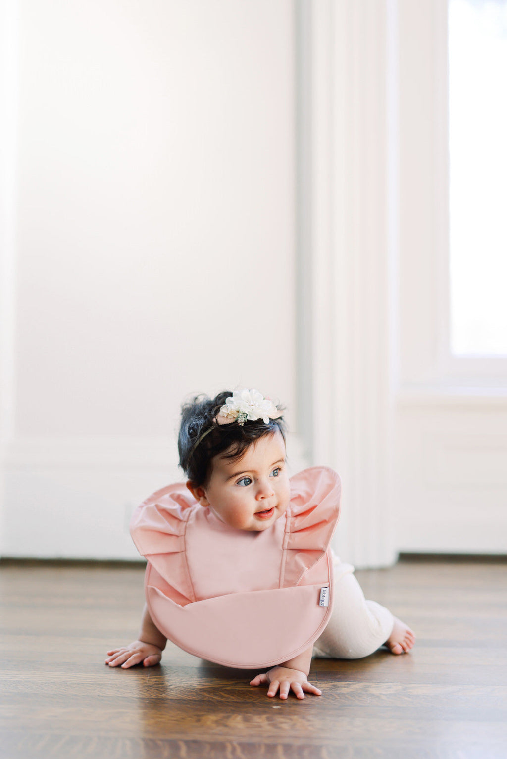 Baby, unisex, Pink Blush Ruffle Angel Bib