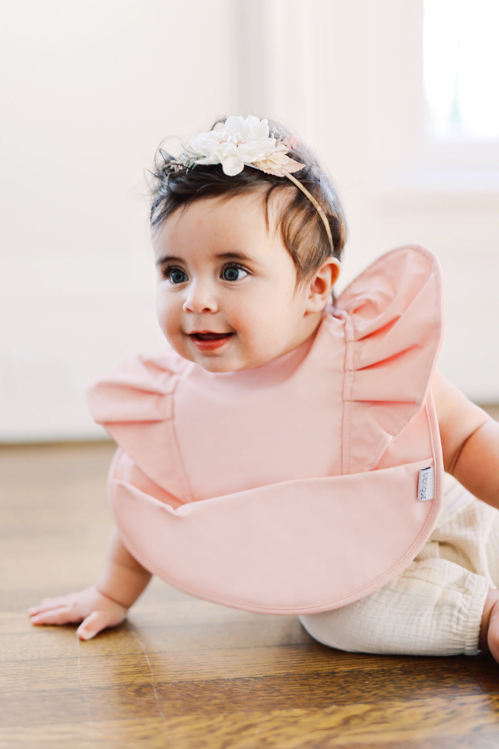 Baby, unisex, Pink Blush Ruffle Angel Bib
