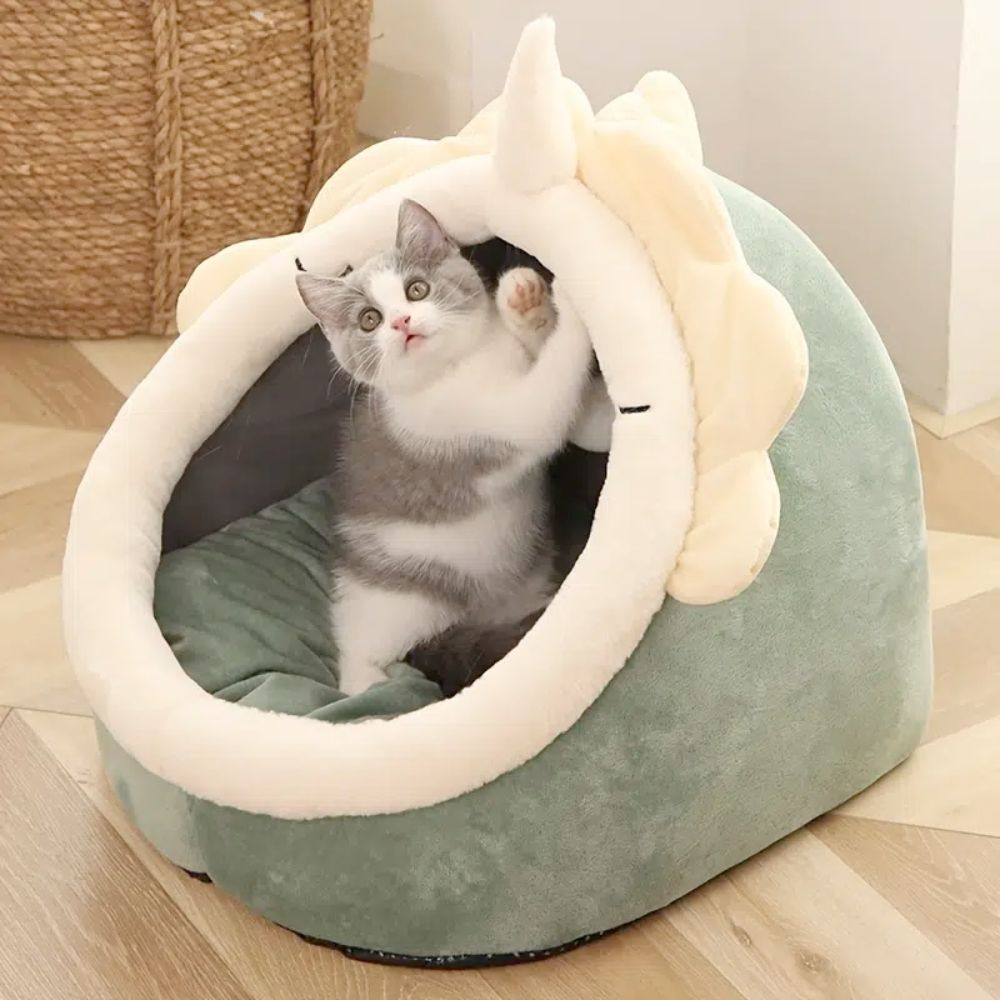 Cat House/Bed, Adorable Dinosaur Pet House with Toy