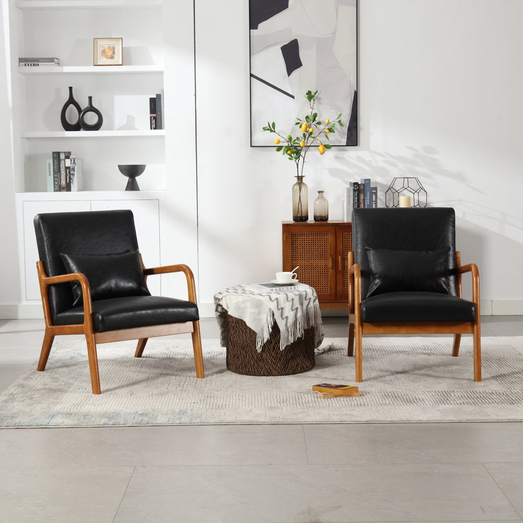 Chair, Modern Accent Chair, Solid Wood Padding Lounge Armchairs With One