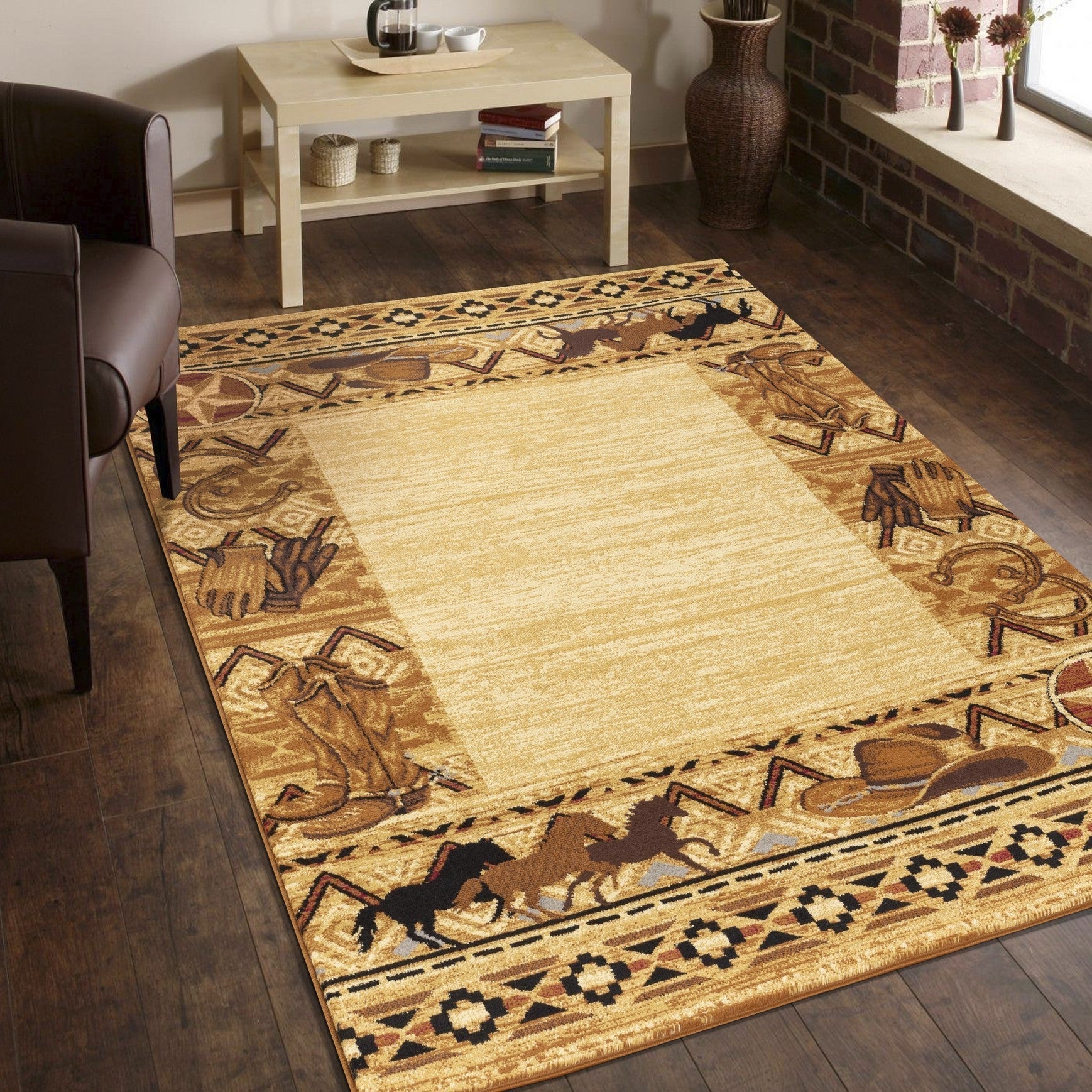 Rug, Tribes GC_YLS4011 Beige 5 ft. 3 in. x 7 ft. 3 in. Southwest Area Rug