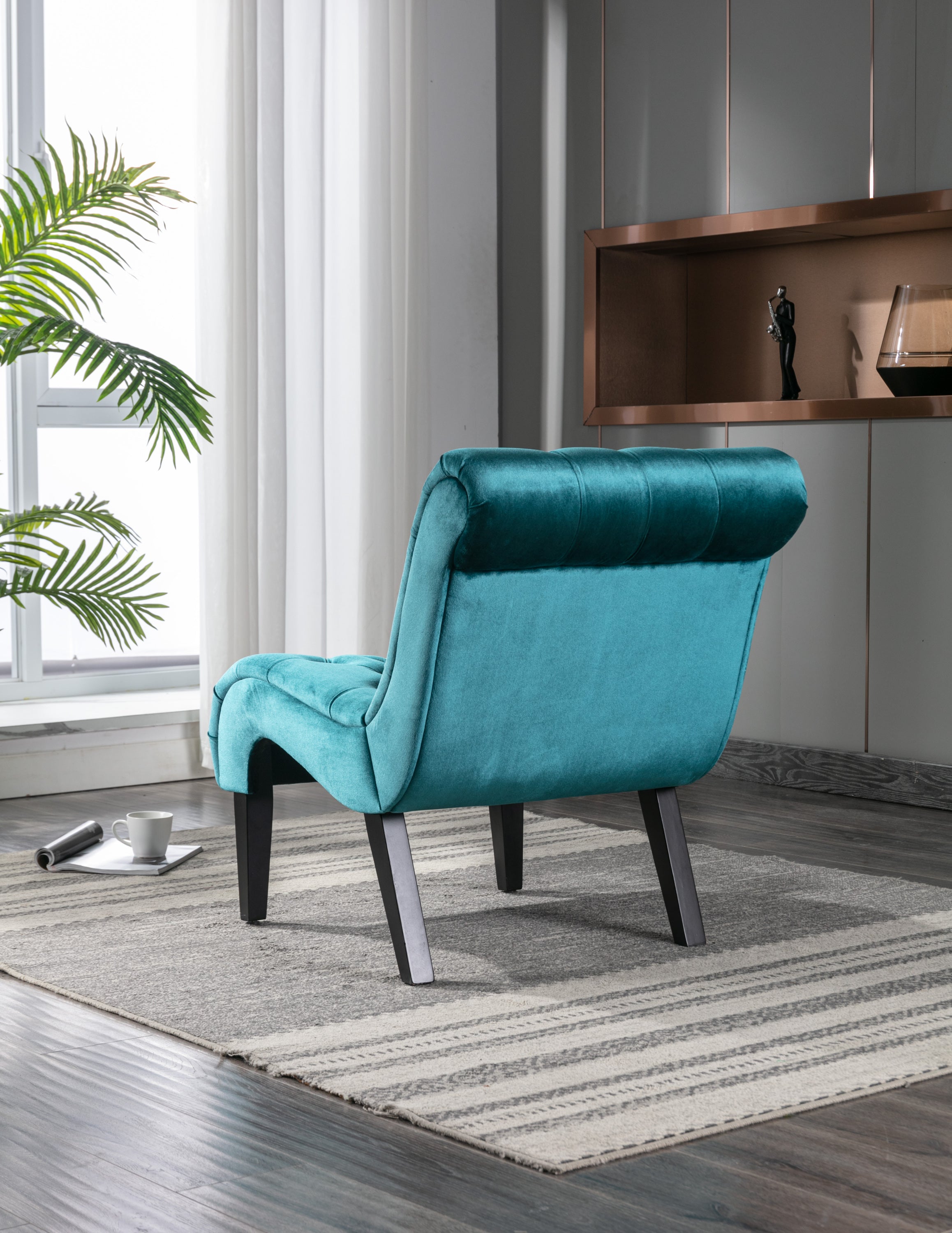 Chair, Modern Velvet Armless Accent Living Room Chair / Leisure