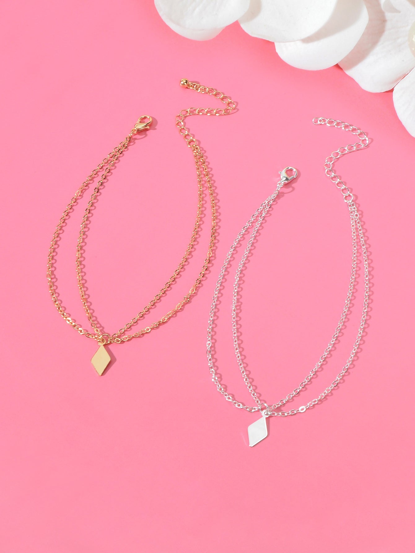 Anklets, 2pcs Valentine's Gift Layered Anklets Matching Couple Best Friend Foot