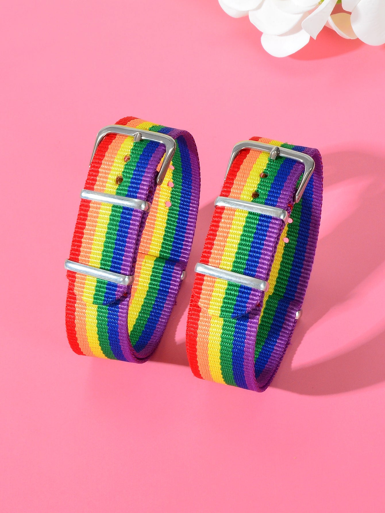 Bracelets, 2pcs Valentine's Gift Rainbow Belt Bracelets Matching Couple Best