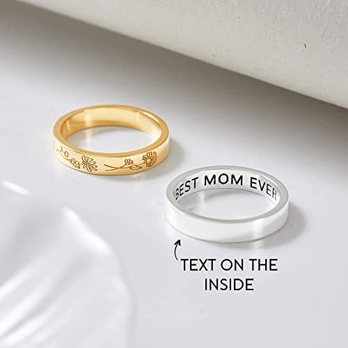 Ring, Birth Month Flowers Ring, Family Floral Ring, Gift for Mom,Mother Ring