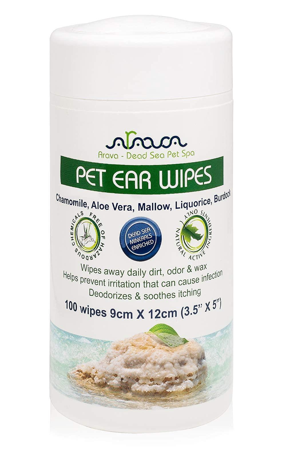 Dogs/Cats, Ear Cleaner Wipes by Arava   for Dogs Cats Puppies & Kittens   100