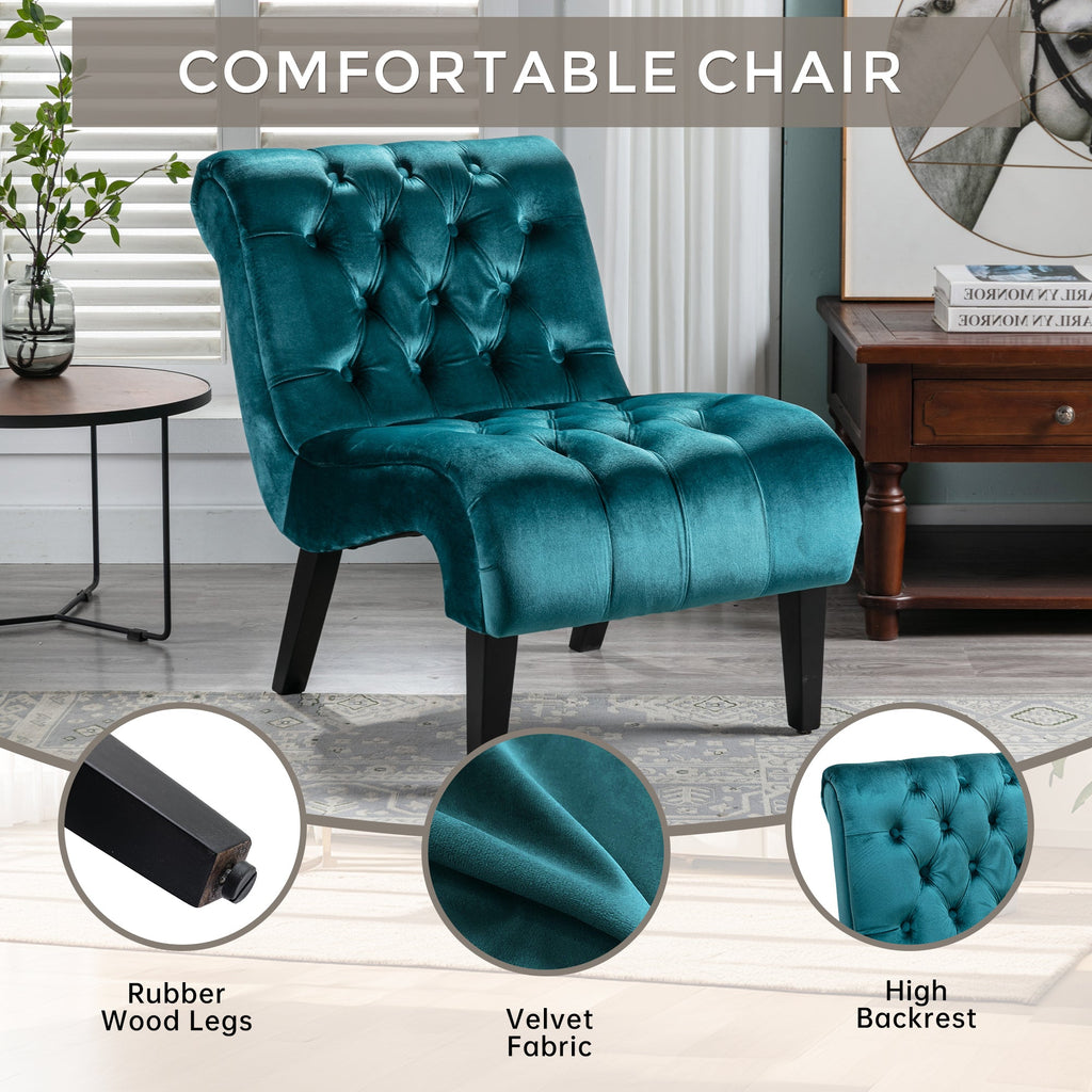 Chair, Modern Velvet Armless Accent Living Room Chair / Leisure