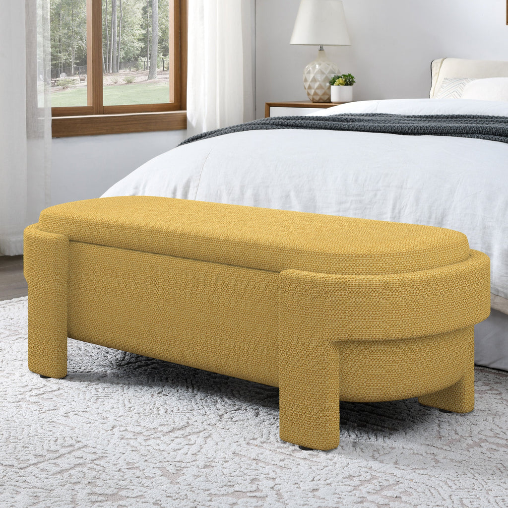 Bench, Linen Fabric Upholstered Bench with Large Storage Space