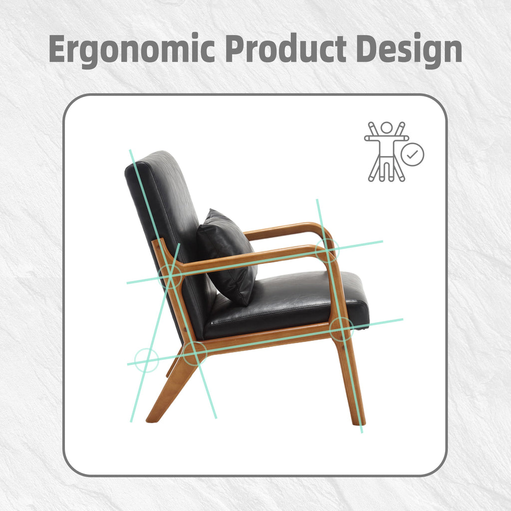 Chair, Modern Accent Chair, Solid Wood Padding Lounge Armchairs With One