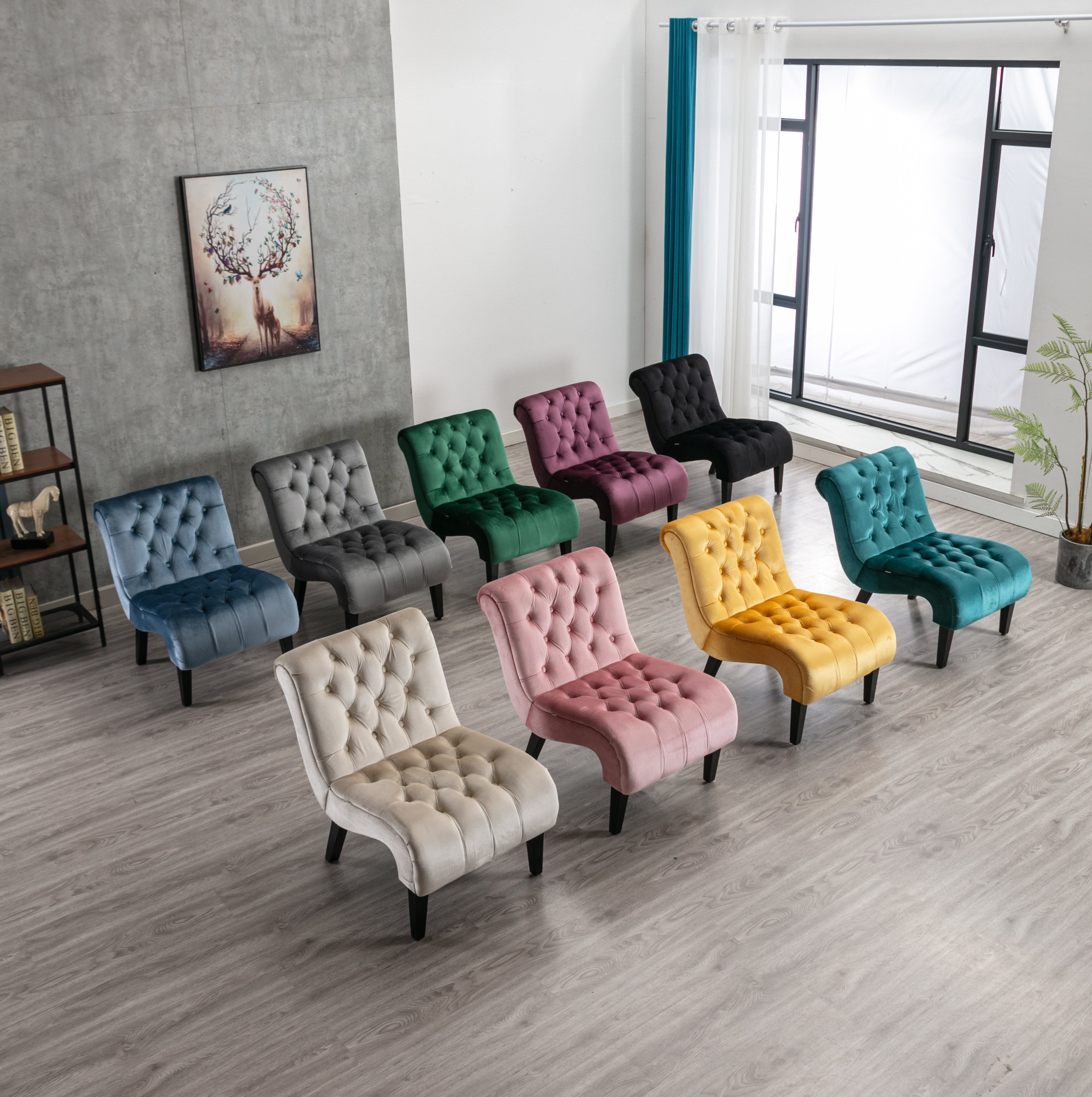 Chair, Modern Velvet Armless Accent Living Room Chair / Leisure