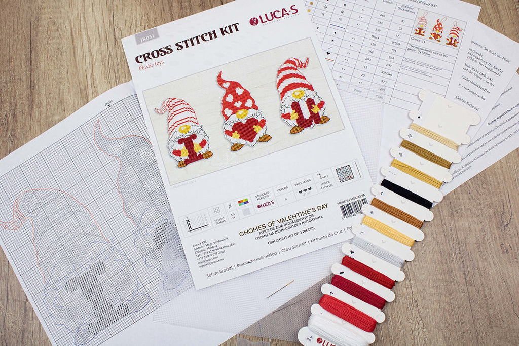 Cross Stitch, Gnomes of Valentine's Day JK031L Counted Cross-Stitch Kit