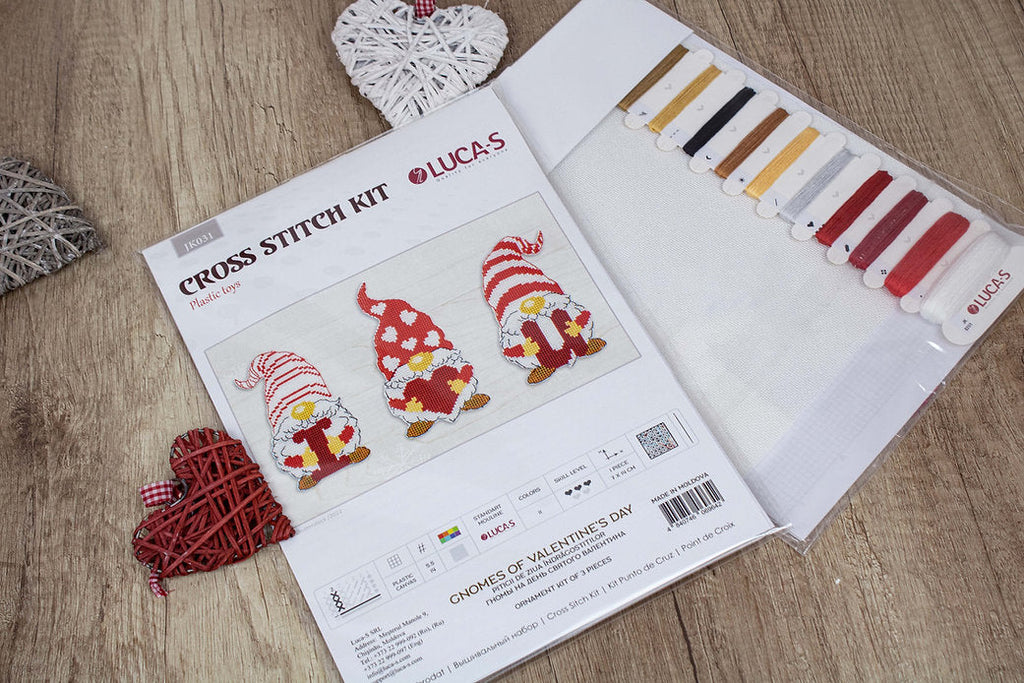Cross Stitch, Gnomes of Valentine's Day JK031L Counted Cross-Stitch Kit