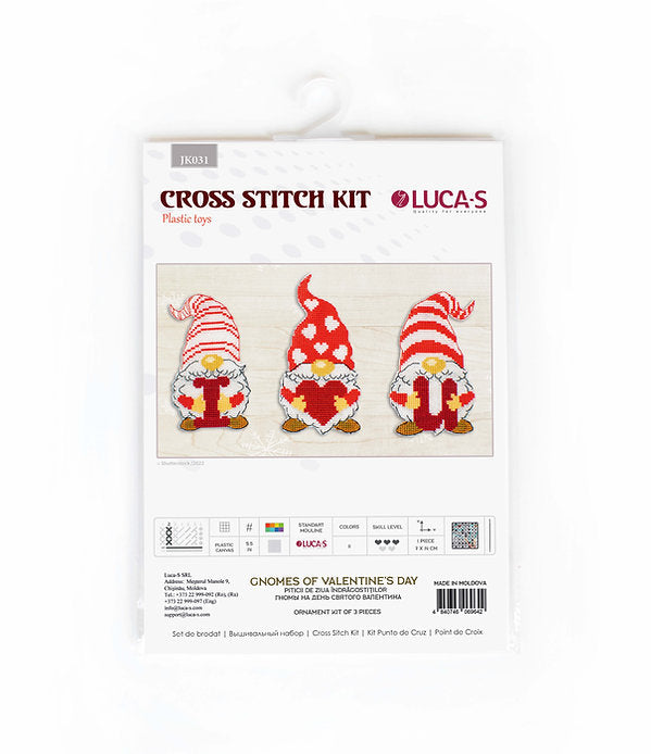 Cross Stitch, Gnomes of Valentine's Day JK031L Counted Cross-Stitch Kit