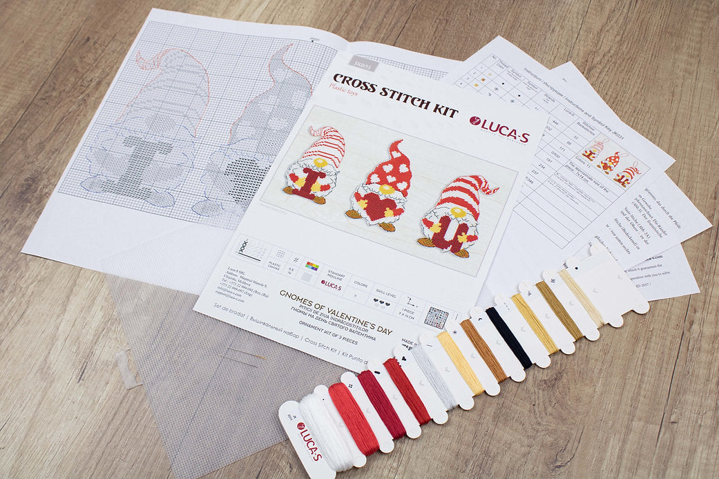 Cross Stitch, Gnomes of Valentine's Day JK031L Counted Cross-Stitch Kit