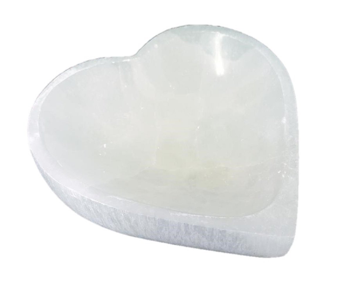 Jewelry Dish, Selenite  Heart Bowl 4"