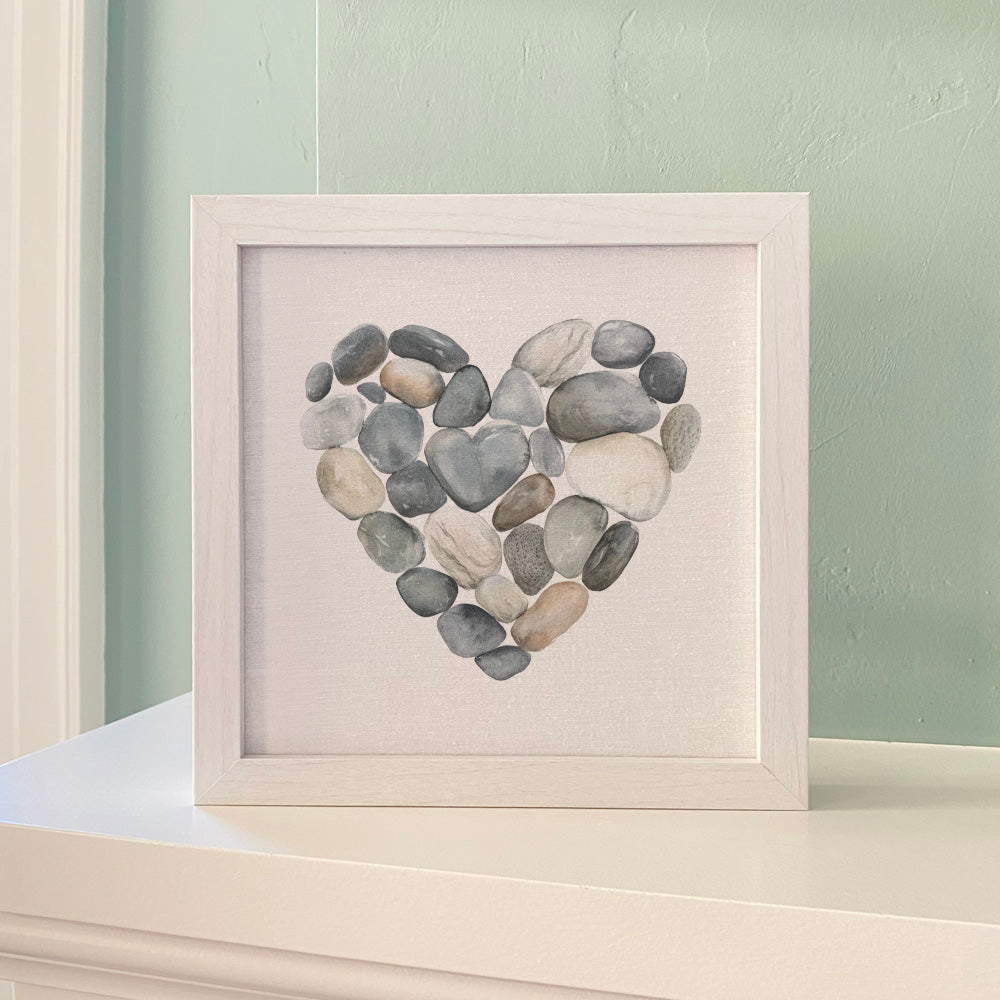Framed Sign, Pebble Heart - Valentine's Day