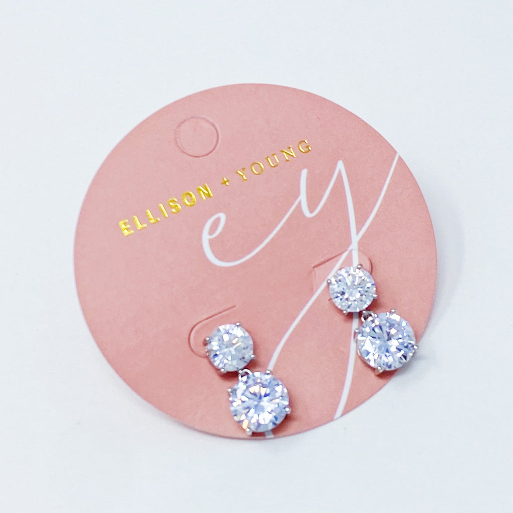 Earrings, Double Diamond Dangle Earrings