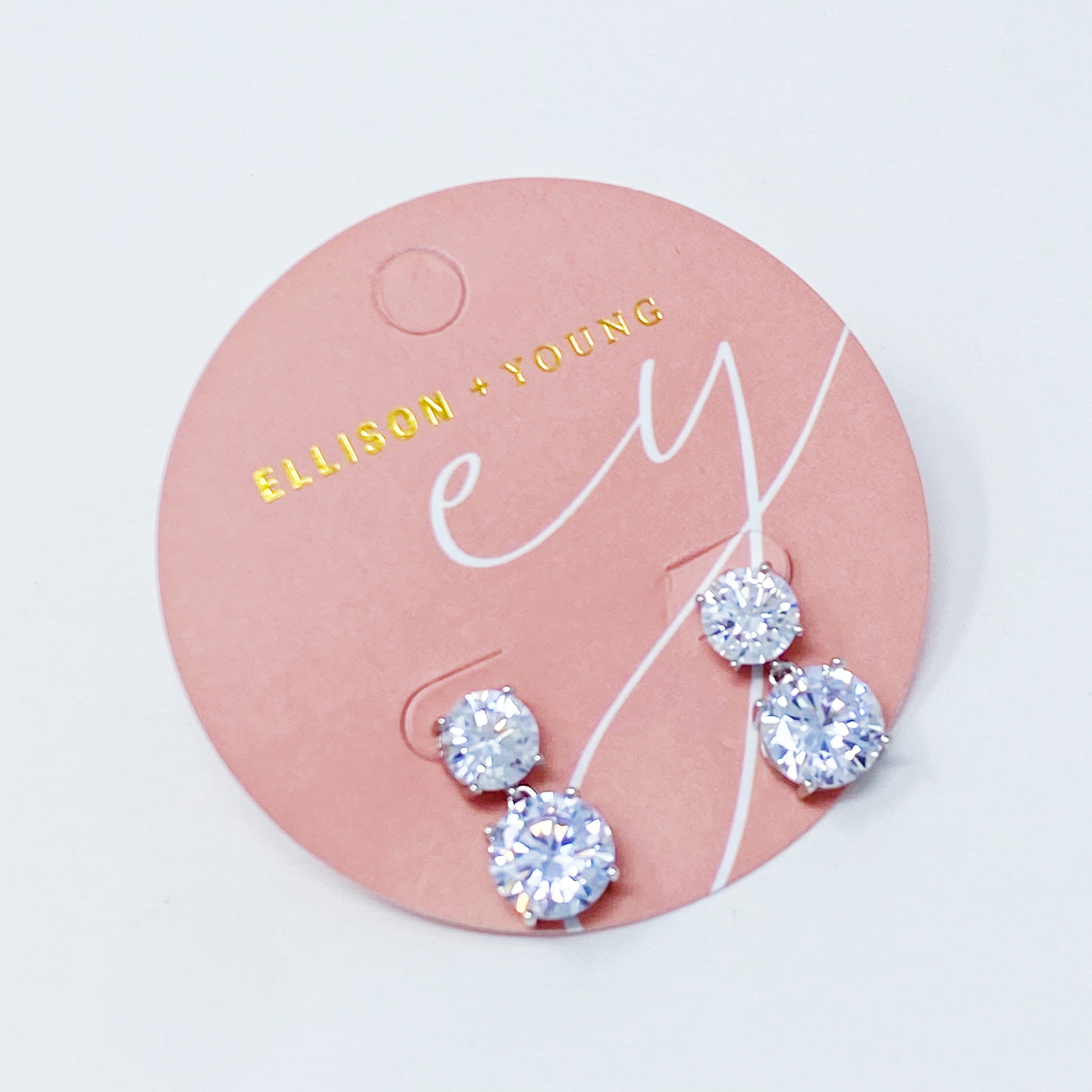 Earrings, Double Diamond Dangle Earrings