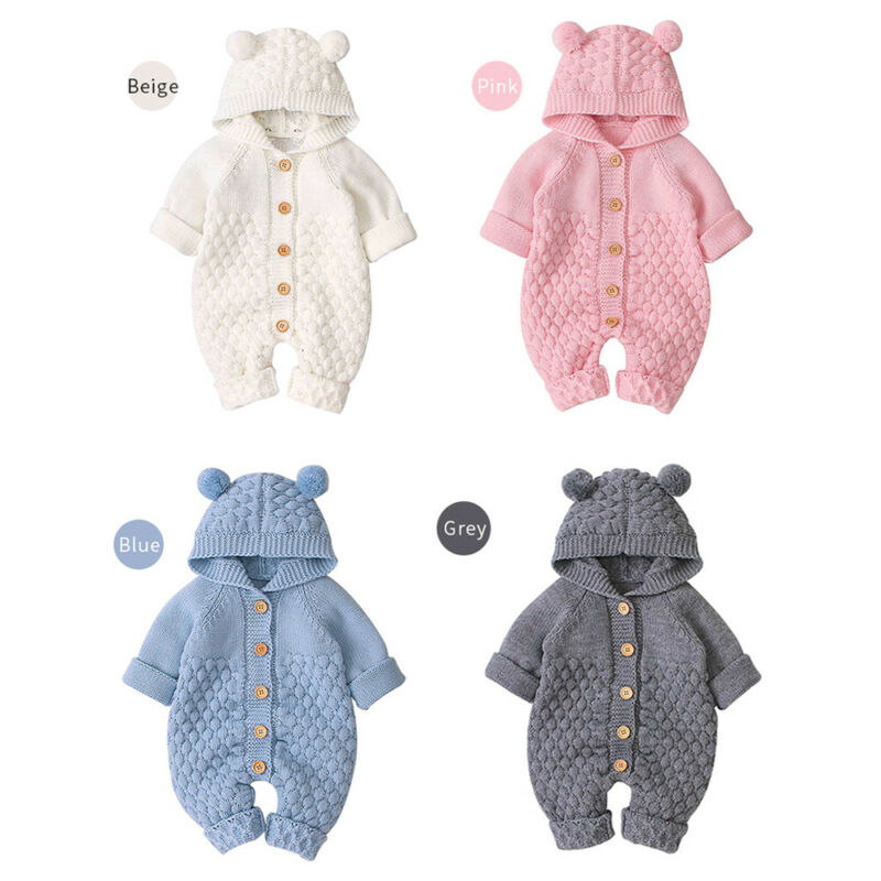 Baby Unisex Bear Rompers 6-24M