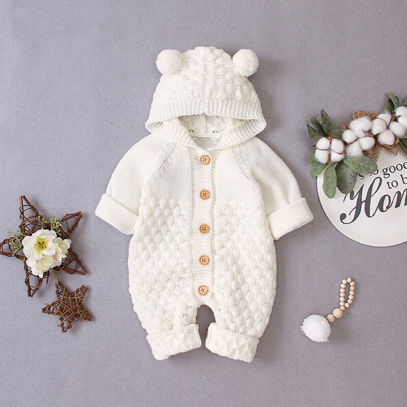 Baby Unisex Bear Rompers 6-24M