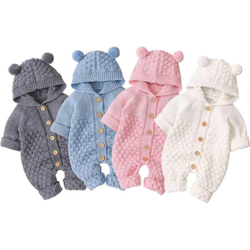 Baby Unisex Bear Rompers 6-24M