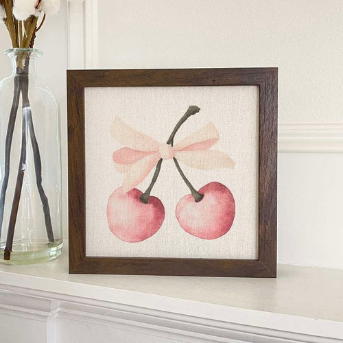 Framed Sign Cherries with a Bow - Valentine's Day