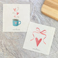 Dish Cloth, Valentine's Coffee, Ribbon Heart  - 2pk Swedish
