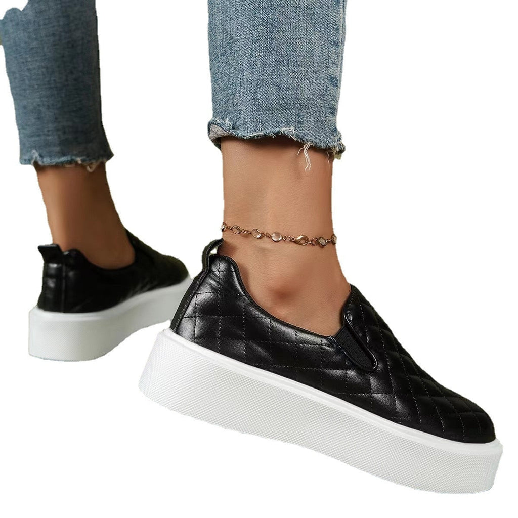 Women's Shoes, Slip-on Casual Platform Shoes Lightweight  Flats Loafers Black/White