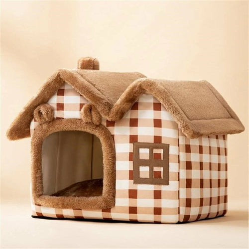 Cat House Removable Roof Plush Pet House