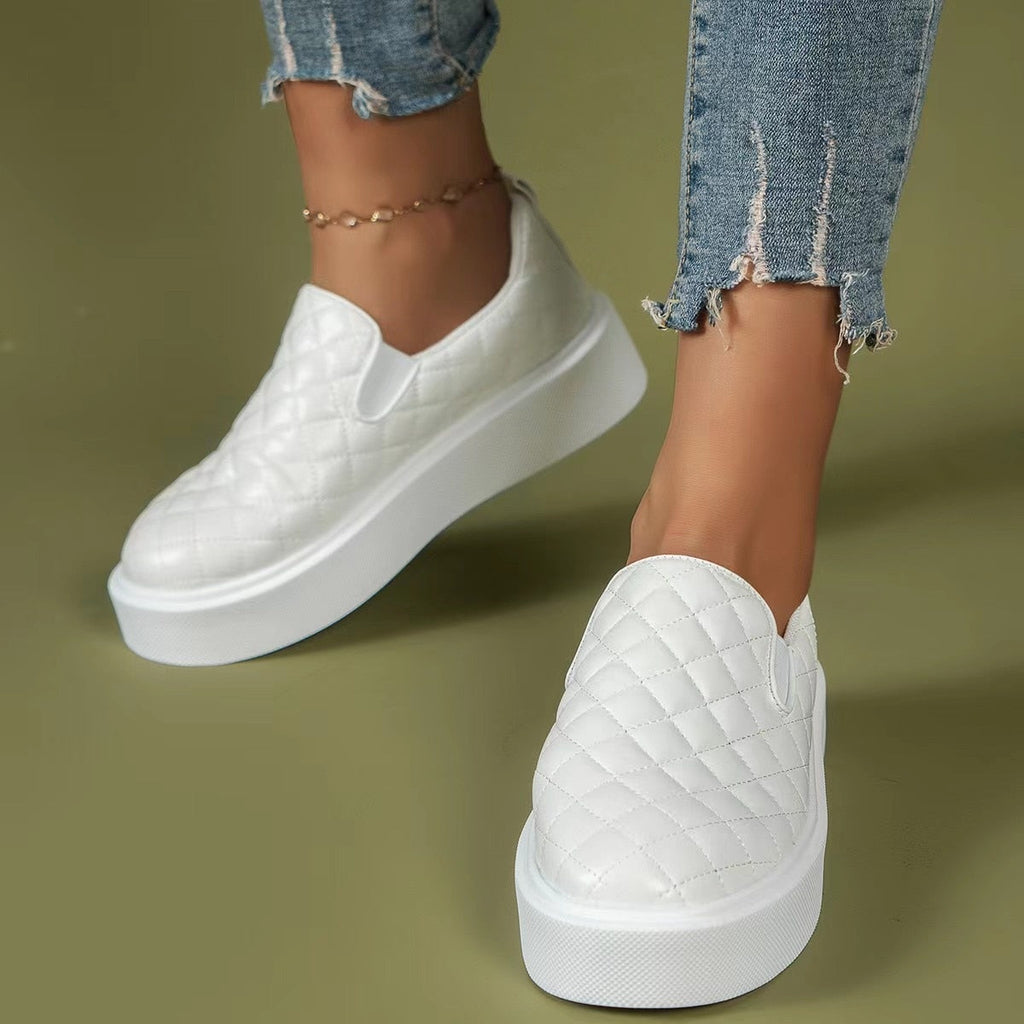Women's Shoes, Slip-on Casual Platform Shoes Lightweight  Flats Loafers Black/White