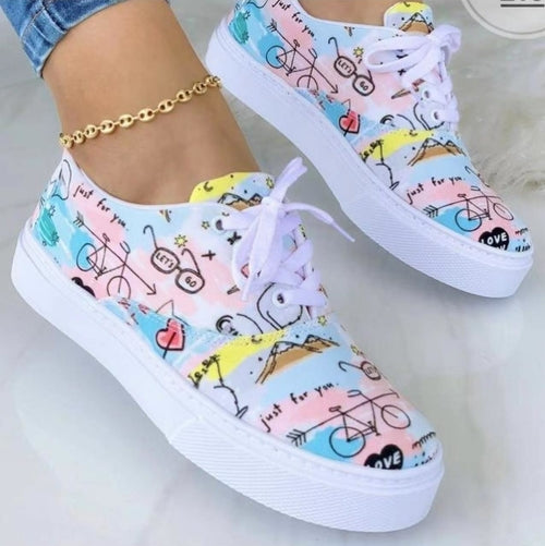 Women's Shoes, 2022 Fashion Graffiti Sneakers Trainers Shoes