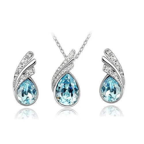 Necklace/Earrings Sea Blue Crystal Set